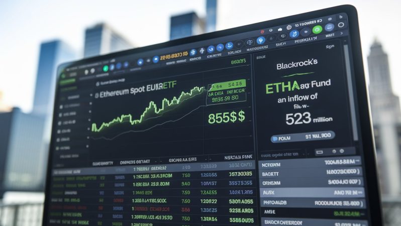 ETH Spot ETF’leri ATH’yi 855 Milyon Dolara Ulaştırdı, BlackRock ETHA 523 Milyon Dolarlık Giriş Gördü